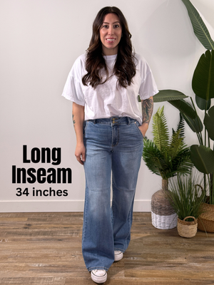 Judy Blue True Fit Column Double Button Trouser -  LONG INSEAM (sizes 24-24W)