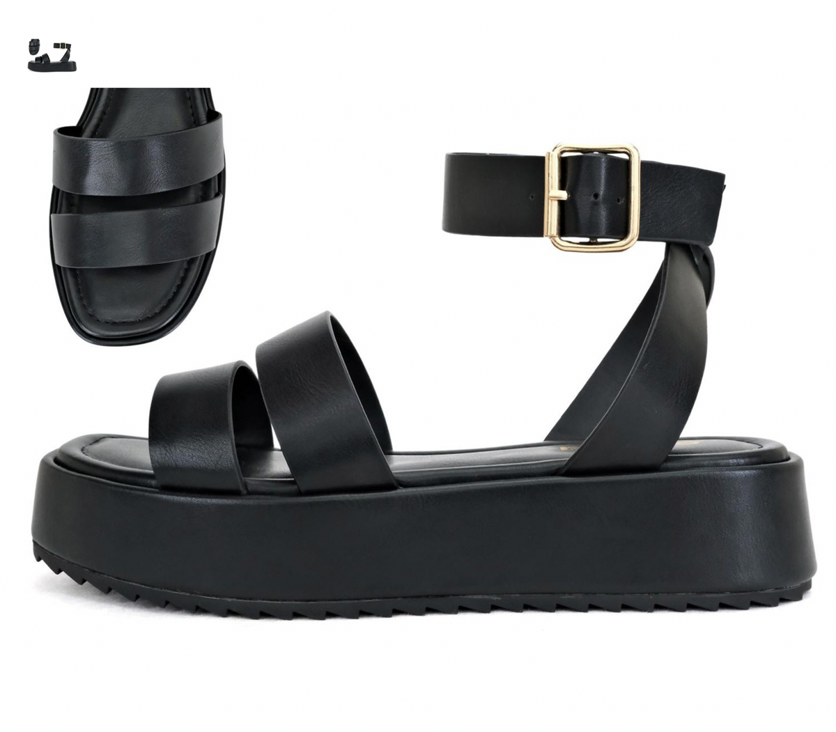 Chunky Platform 2 Strap Sandal - Black - FINAL SALE