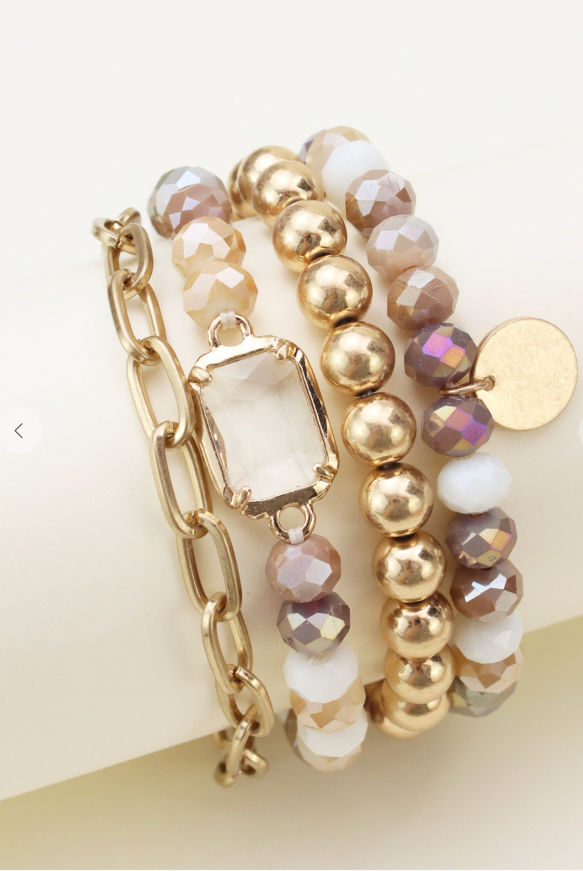 Metallic Bead Bracelet Set - Multi