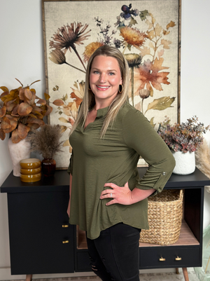 The Solid Wrinkle Free Lizzie Top - Olive (Small - 3X)