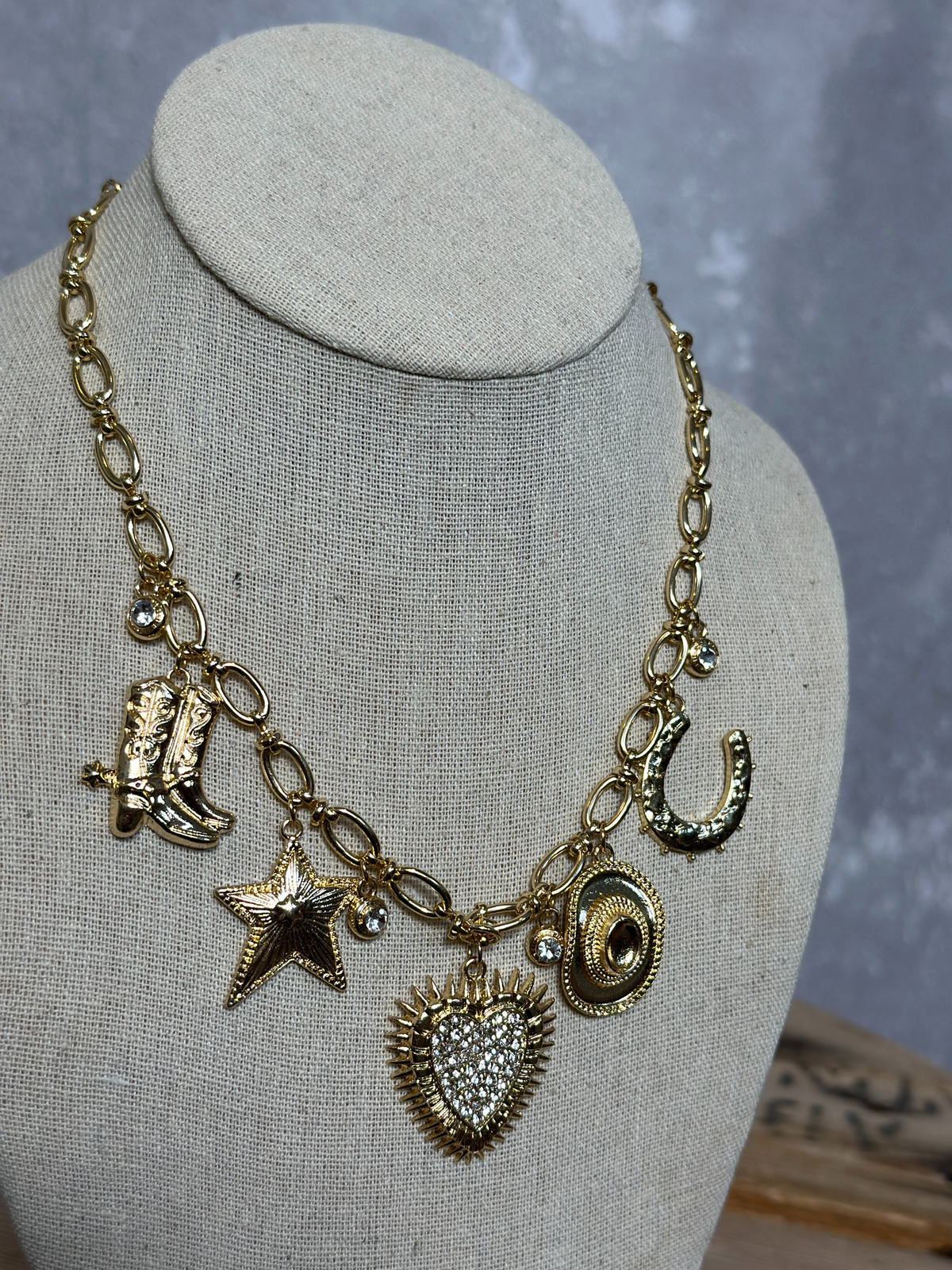 Chunky Gold Rodeo Charm Necklace