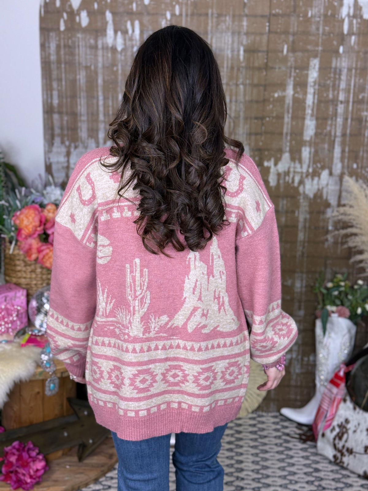 The Josie Button Up Western Cardigan - Blush