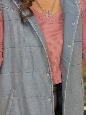 Soft Denim Hooded Vest (Small - 3X)