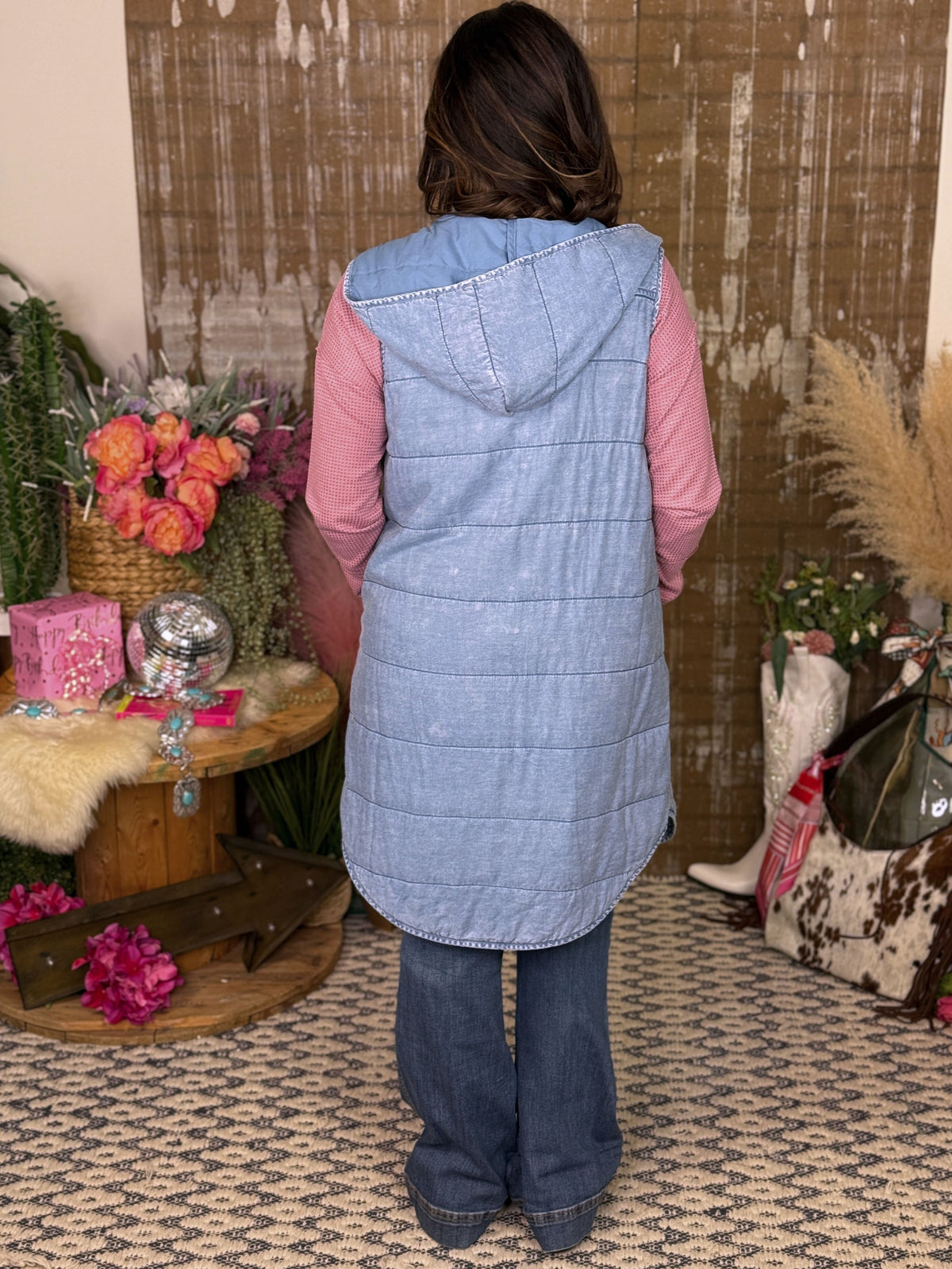 Soft Denim Hooded Vest (Small - 3X)