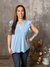 The Wrinkle Free Lizzie Ruffle Tank - Light Blue (Small - 3X)