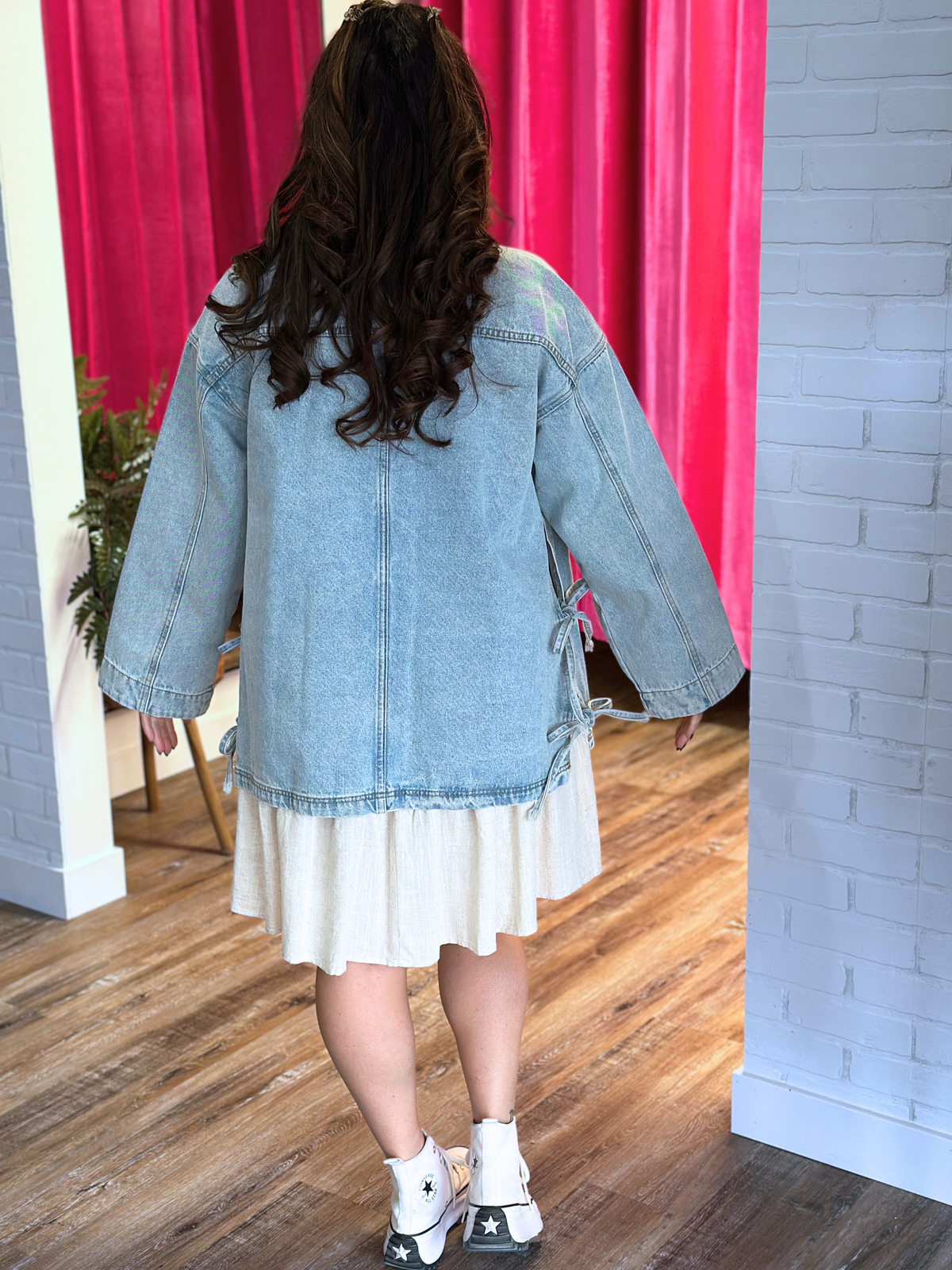 Light Denim Open Side Tie Jacket *NEW COLOR