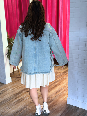Light Denim Open Side Tie Jacket *NEW COLOR