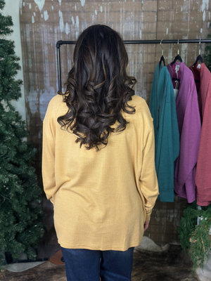 DOORCRASHER - Waffle Button Up Top - Marigold - FINAL SALE