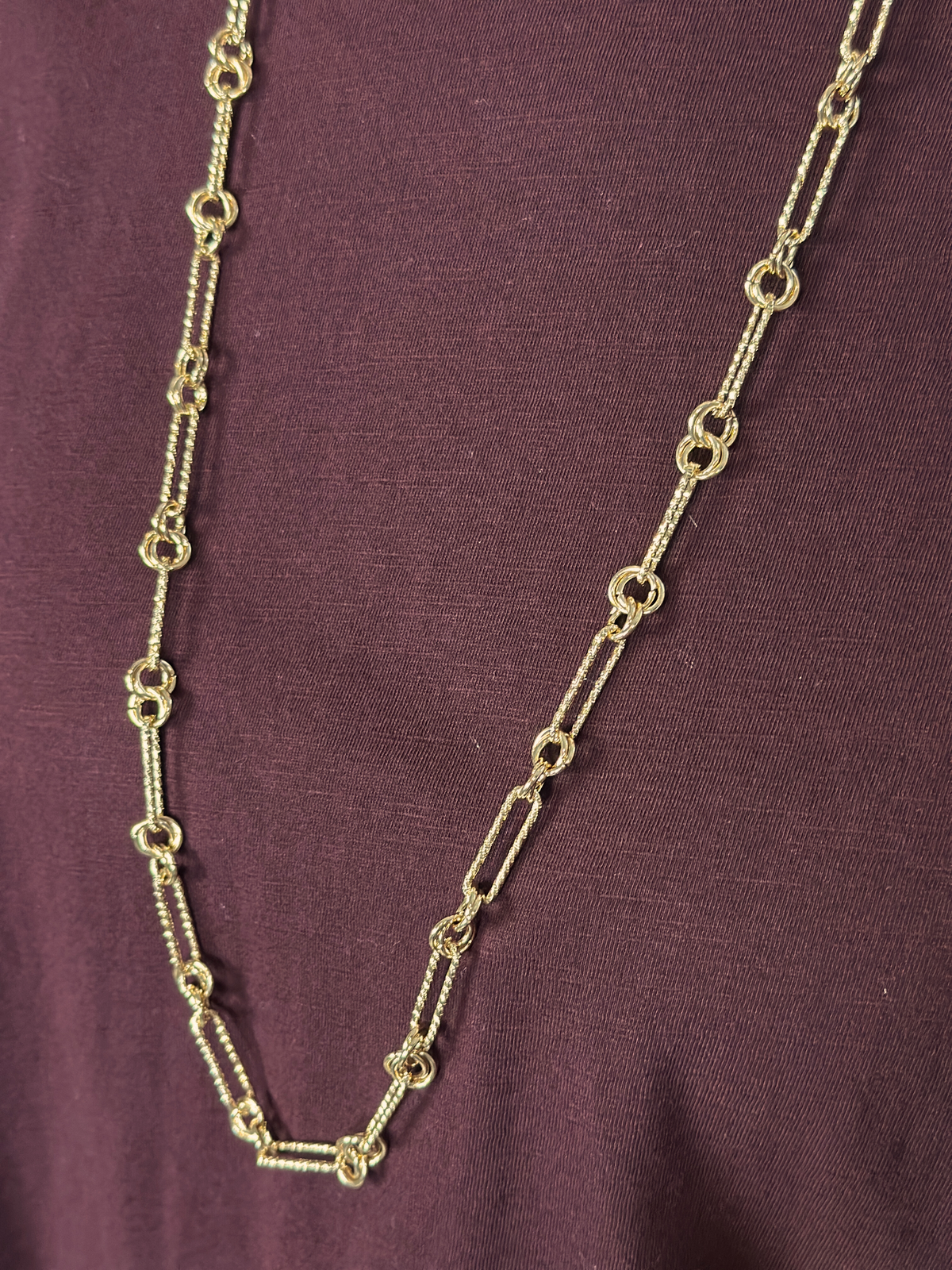Long Layering Chain Link Necklace - Gold