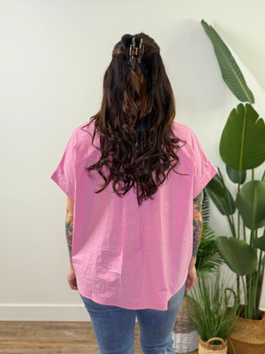 Pink with Mint Pinstripes