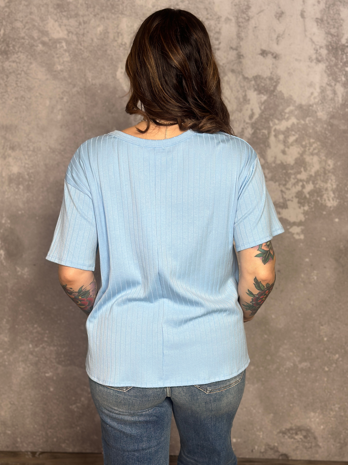 Pocket Roundneck Tee - Sky Blue (Small - 3X)