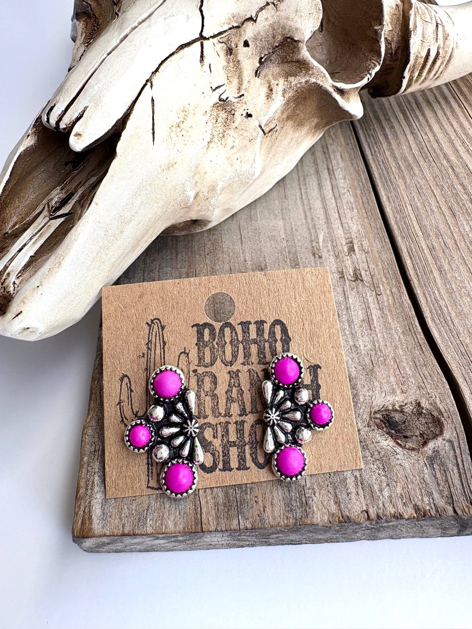 Western Stone Stud Earrings (3 Varients)