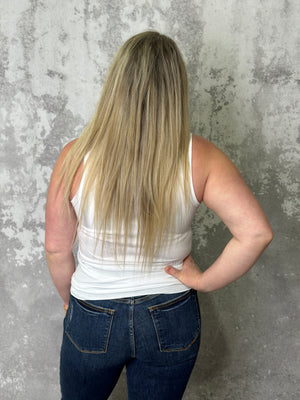 The Becky Button Tank -  White -  Small - 3X