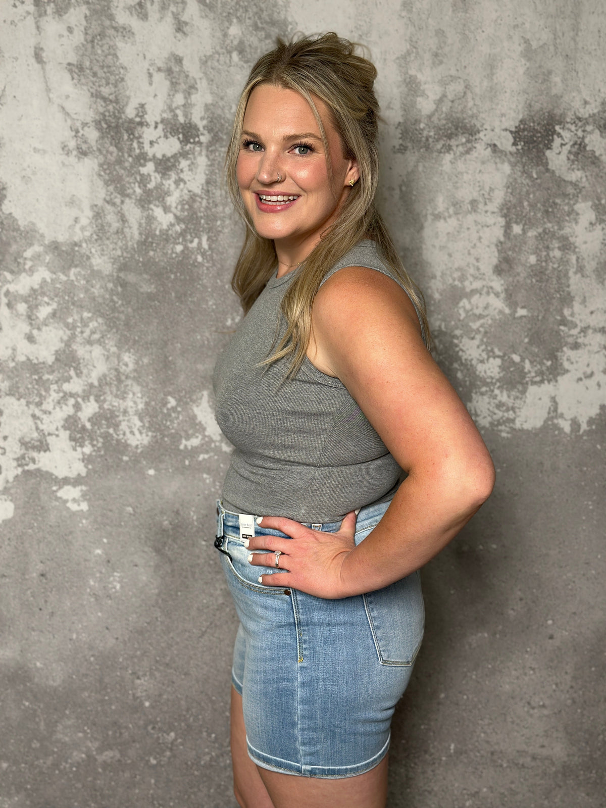 High Neckline Tank Bodysuit - Grey (Small - 3X) FINAL SALE