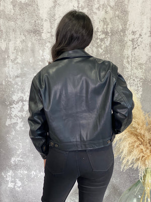 Vegan Leather Motto Jacket