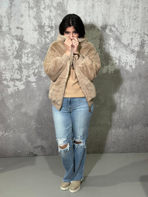 Teddy Bear Hooded Faux Fur Jacket