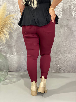 Hyperstretch Colored Skinny Mid rise Pant - Dark Wine - (Small - 3X) - FINAL SALE