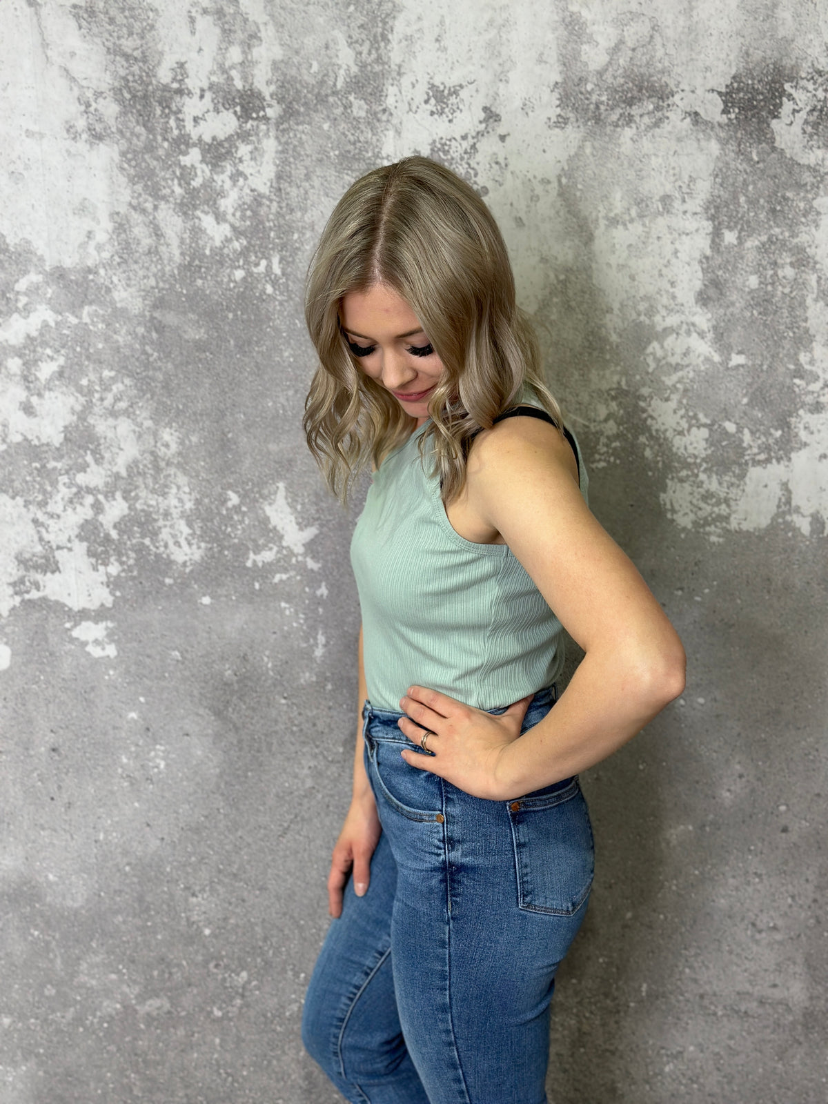 Ribbed One Shoulder Bodysuit - Sage (Small - 3X) - FINAL SALE