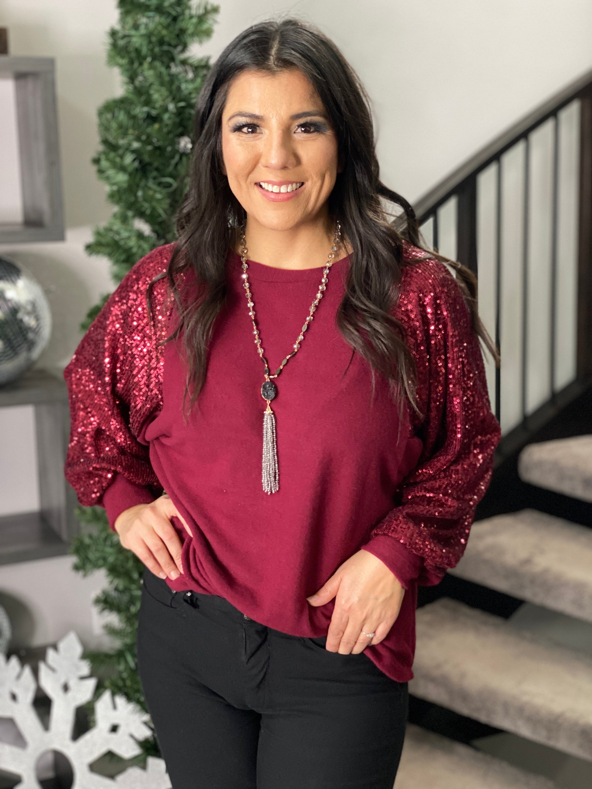 Santa Baby Top - Burgundy (Small - 3X)