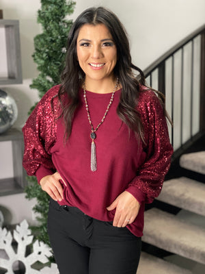 Santa Baby Top - Burgundy (Small - 3X) BESTSELLER