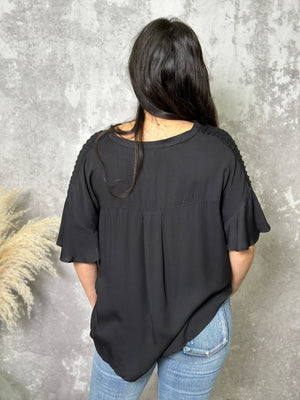 Pleated Penny Top - Black - (Small left)