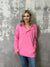 Half Zip Kangaroo Pocket Sweatshirt - Pink - RESTOCK