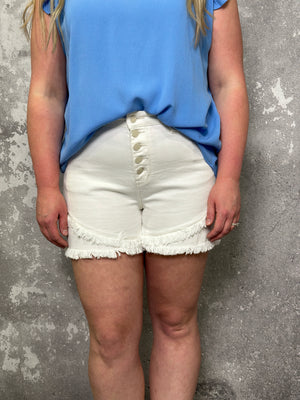Judy Blue White Tulip Button Fly Shorts (Small - 3X)-FINAL SALE