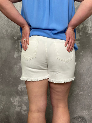 Judy Blue White Tulip Button Fly Shorts (Small - 3X)-FINAL SALE