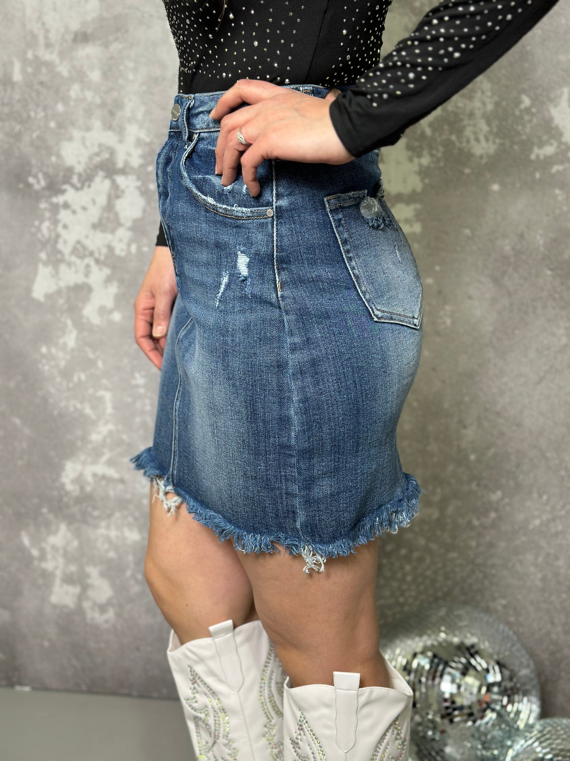 Risen Darling Denim Skirt (Small - 3X)