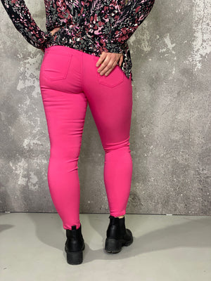 Hyperstretch Colored Skinny Mid rise Pant - Hot Pink (Small - 3X) * NEW COLOR