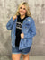 Distressed Black Detachable Hood Denim Jacket (Small - 3X)