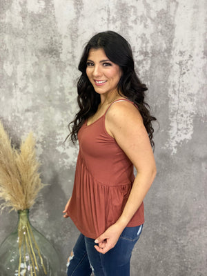 Piper Babydoll Tank - Rust RESTOCK (1X LEFT)