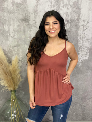 Piper Babydoll Tank - Rust RESTOCK (1X LEFT)