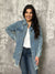 Medium Wash Distressed Double Button Jean Jacket