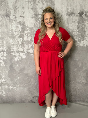 High Low Lovely Dress - Red FINAL SALE