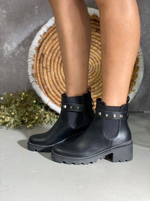 Black Military Boot with Ankle Studs