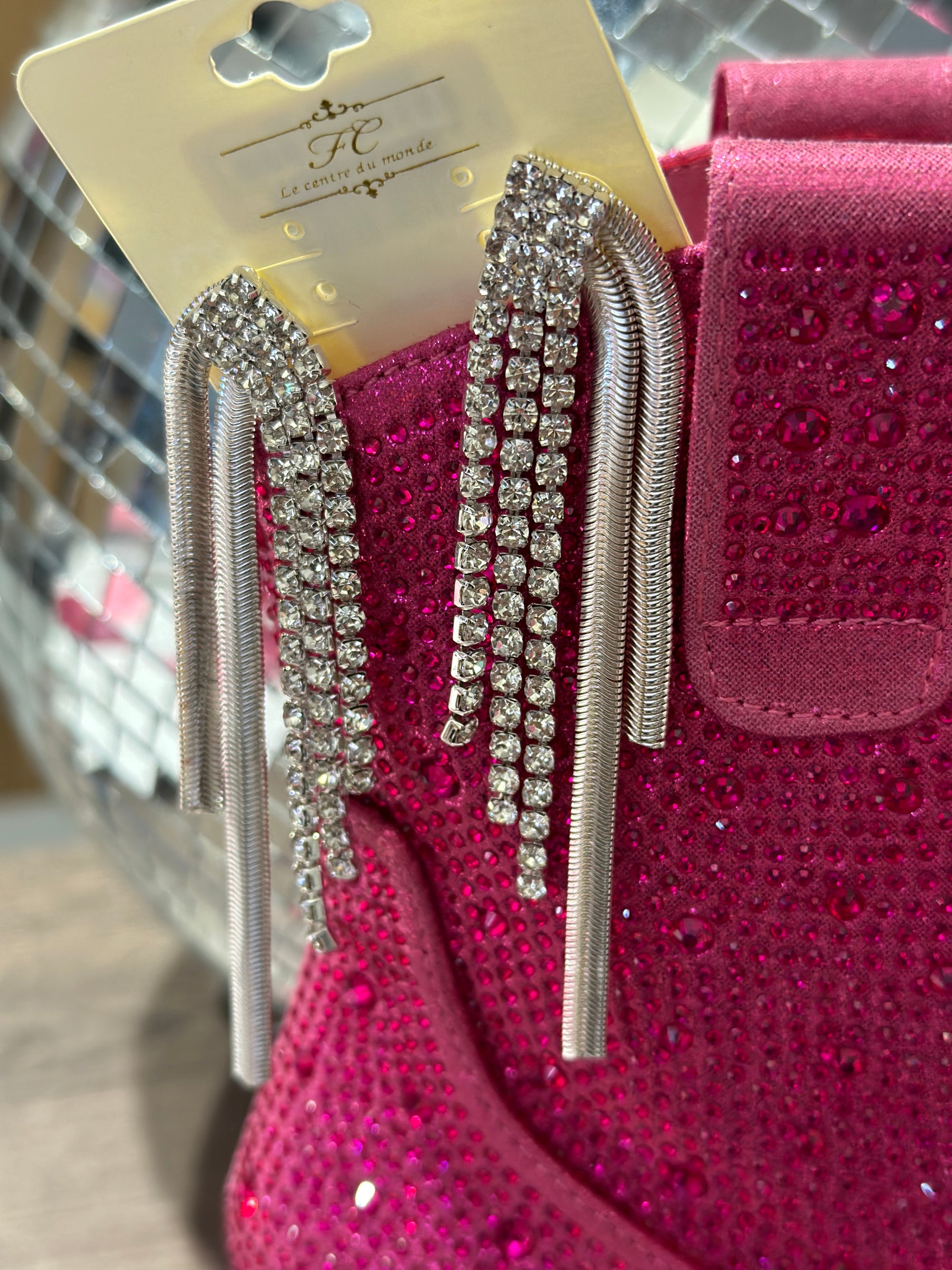 Chunky Rhinestone and Chain Earring