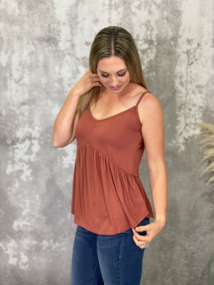 Piper Babydoll Tank - Rust RESTOCK (1X LEFT)