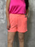 Elastic Waist Shorts with Front Button - Neon Coral (X Small - 3X)