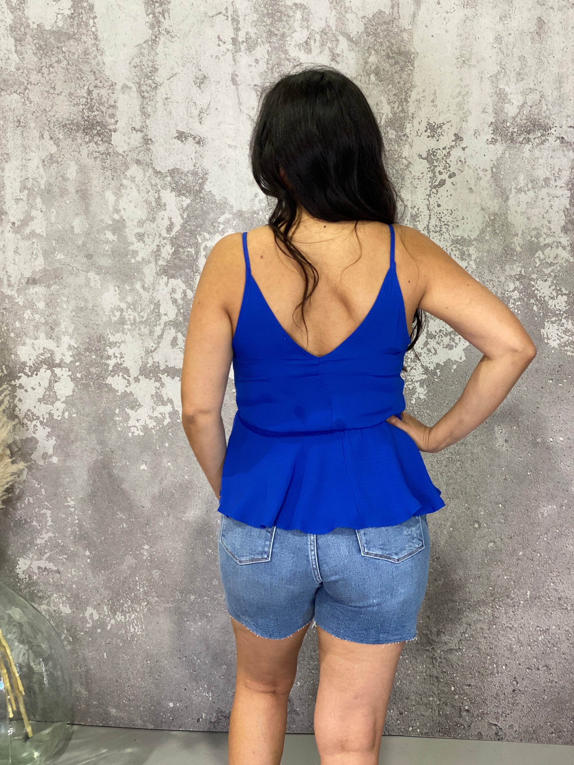 Fit and Flair Peplum Tank - Royal Blue