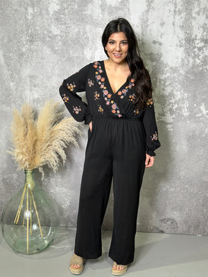 Floral Embroidered Boho Jumpsuit (Small - 3X) FINAL SALE