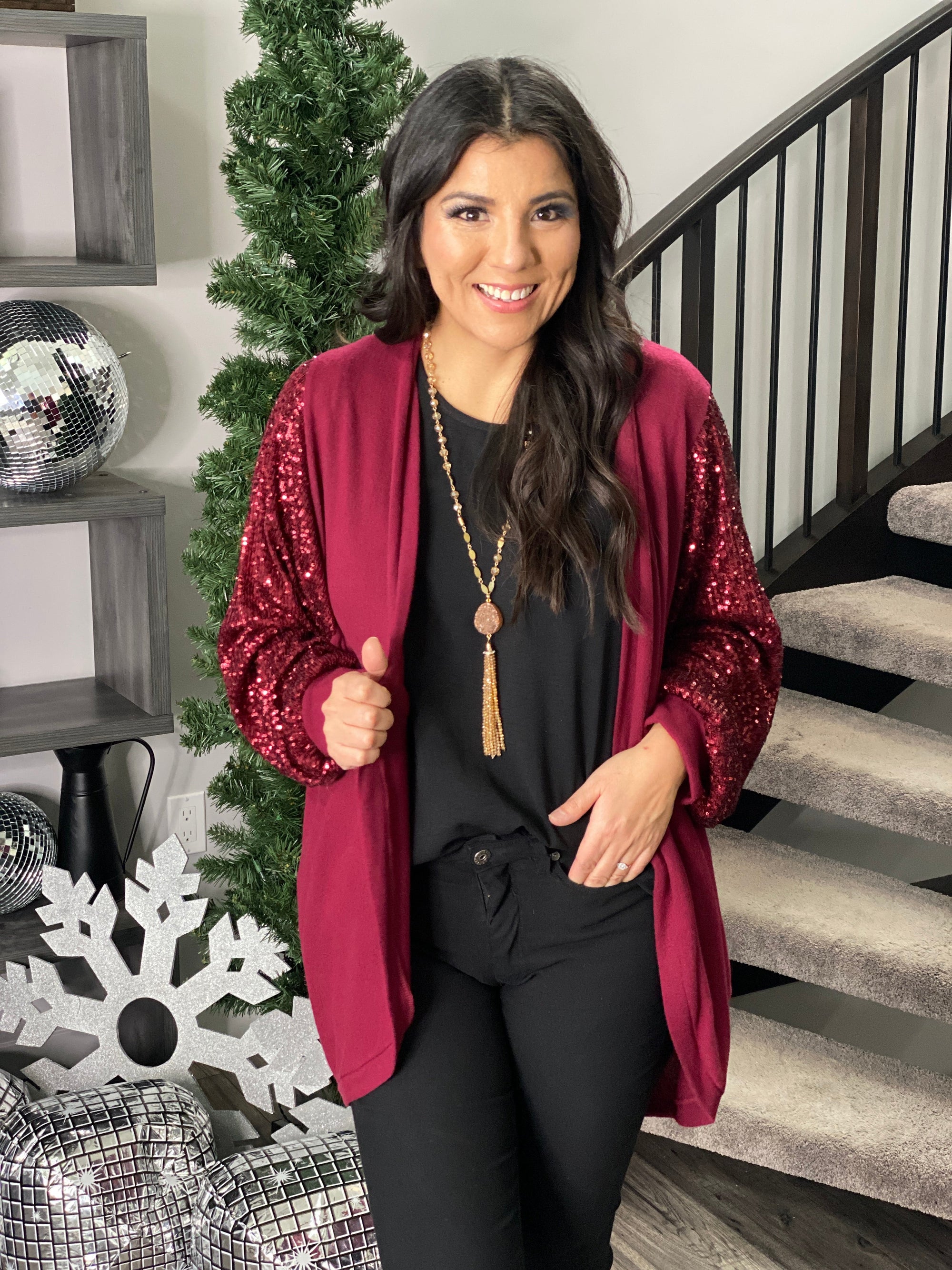 Mistletoe Cardigan - Burgundy