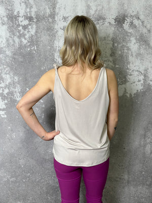 Bamboo Shoulder Tie Tank - Champagne