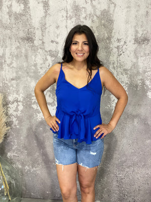 Fit and Flair Peplum Tank - Royal Blue - FINAL SALE